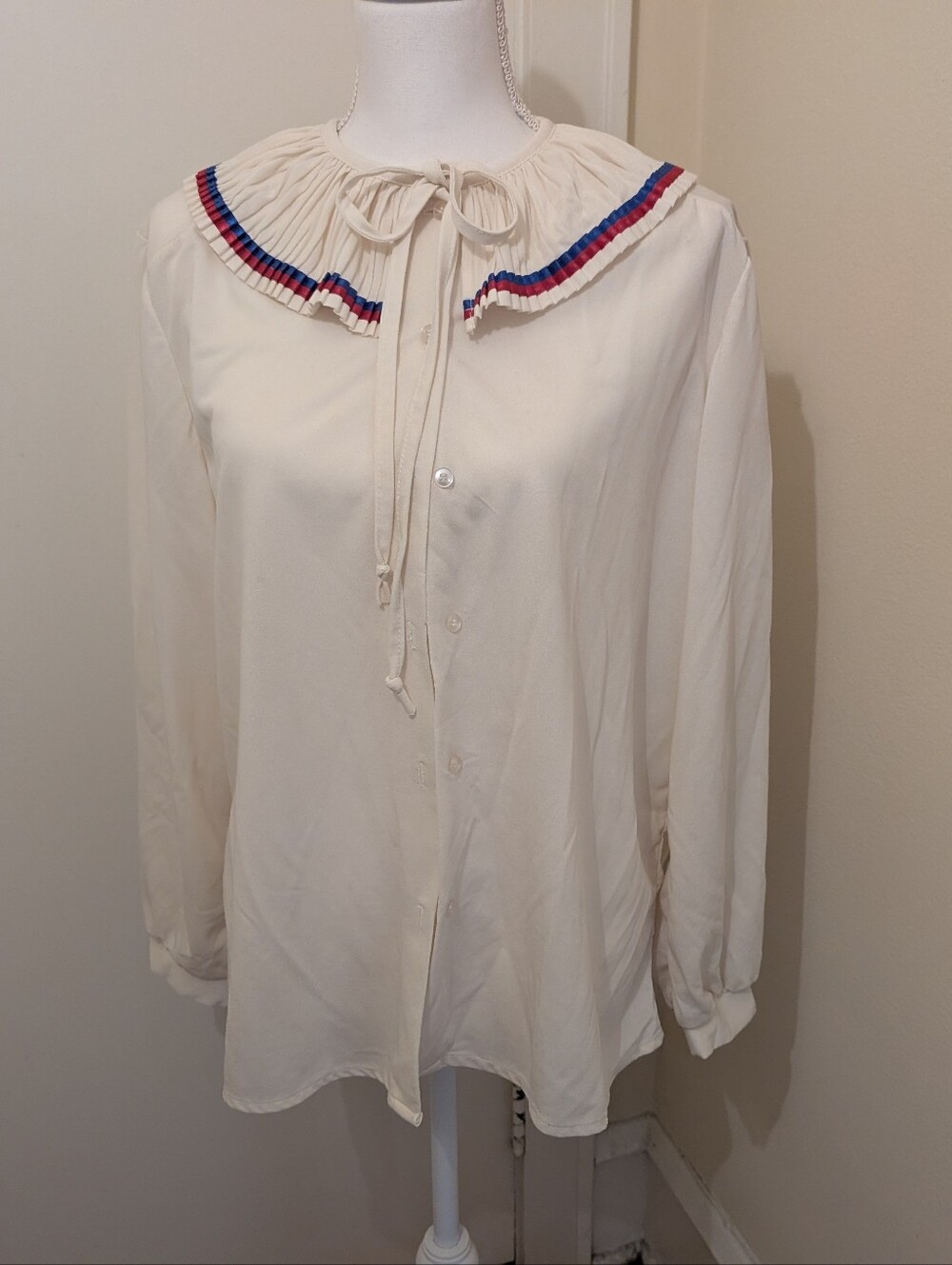 Vintage Eccobay Crimped Collar Blouse Size M